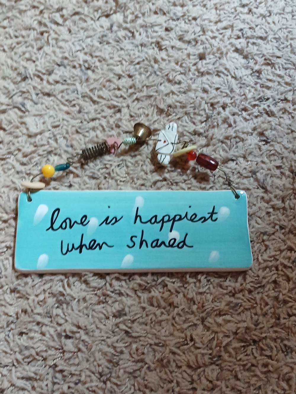 Love Is Happiest When Shared Teal Ceramic Wall Plaque